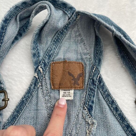 American Eagle Overalls Women's XS 90s Retro Western Farmer Minimalist Denim - Picture 4 of 5